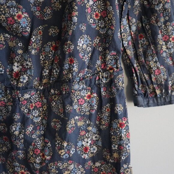 Aigle Womens Blue Sz S Buttoned Henley Short Sleeve Paisley Casual Tunic Top - Picture 8 of 14